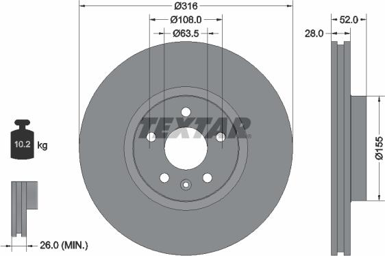 Textar 92162303 - Brake Disc onlydrive.pro