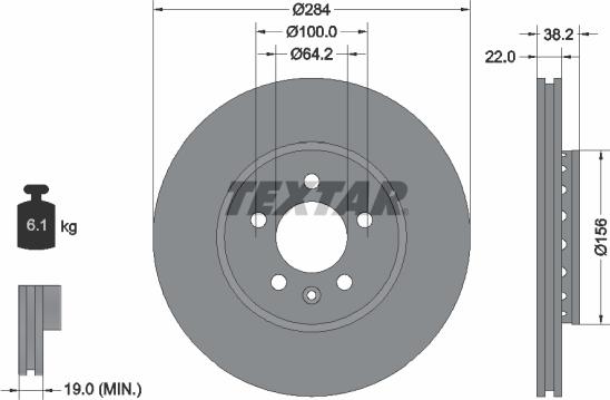 Textar 92103400 - Brake Disc onlydrive.pro