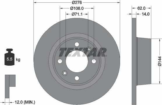 Textar 92107900 - Brake Disc onlydrive.pro