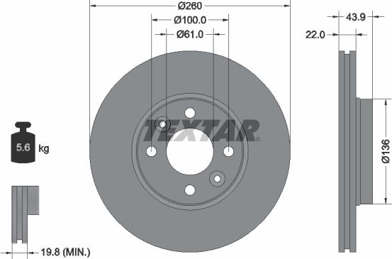 Textar 92119203 - Brake Disc onlydrive.pro