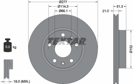 Textar 92115703 - Brake Disc onlydrive.pro