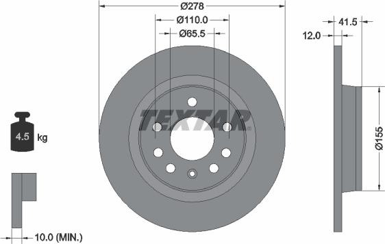 Textar 92118503 - Brake Disc onlydrive.pro