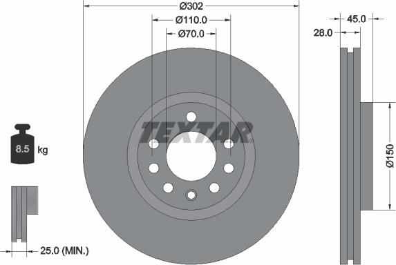 Textar 92118303 - Brake Disc onlydrive.pro