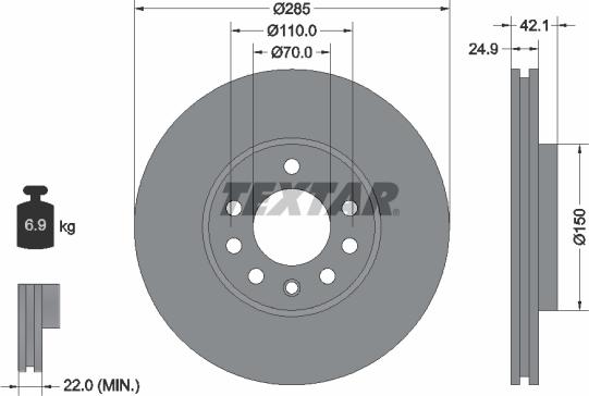 Textar 92118703 - Brake Disc onlydrive.pro