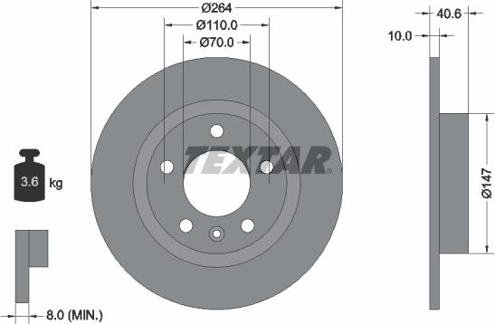 Textar 92186403 - Stabdžių diskas onlydrive.pro