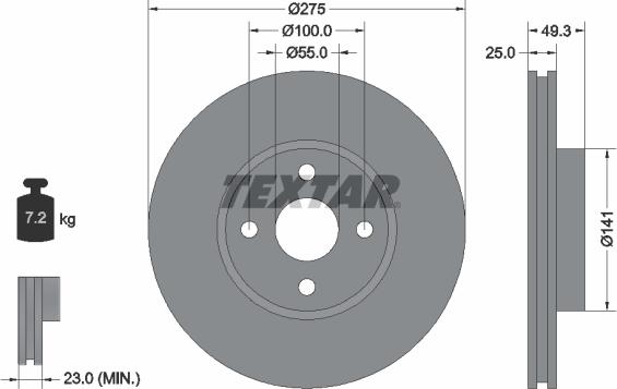 Textar 92180303 - Brake Disc onlydrive.pro