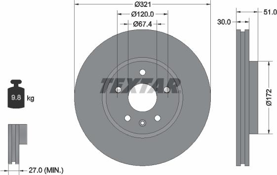 Textar 92187005 - Тормозной диск onlydrive.pro