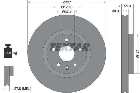 Textar 92187103 - Brake Disc onlydrive.pro