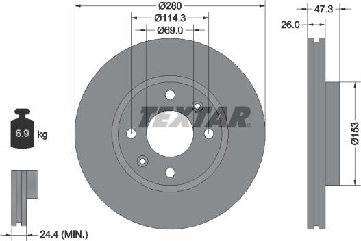 Textar 92136600 - Brake Disc onlydrive.pro