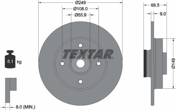 Textar 92133300 - Тормозной диск onlydrive.pro