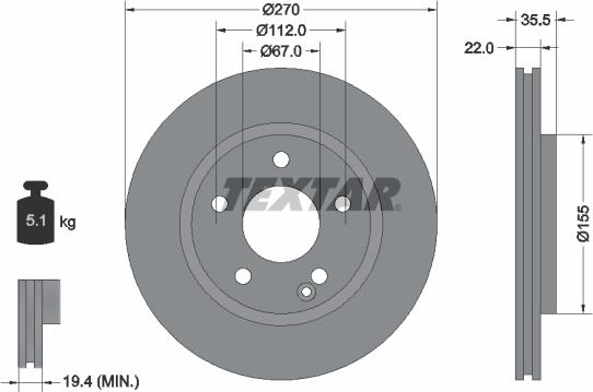 Textar 92124503 - Brake Disc onlydrive.pro