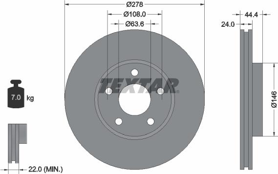 Textar 92124803 - Brake Disc onlydrive.pro