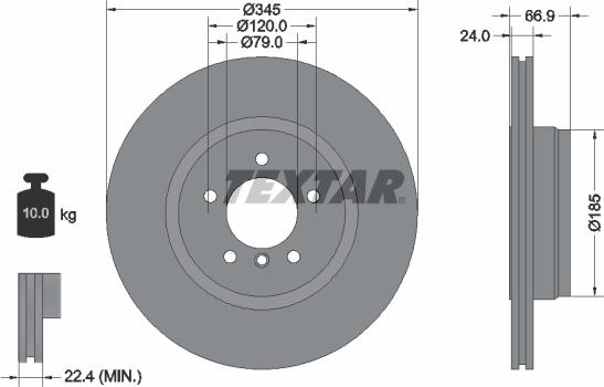 Textar 92123203 - Stabdžių diskas onlydrive.pro