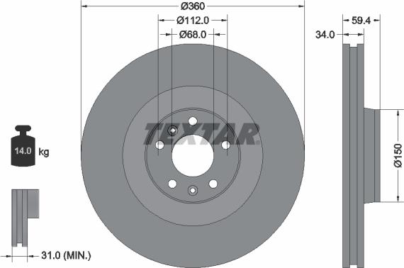 Textar 92122203 - Brake Disc onlydrive.pro