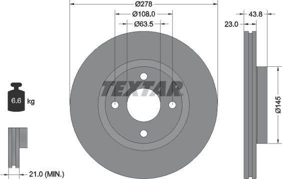 Textar 92303203 - Stabdžių diskas onlydrive.pro