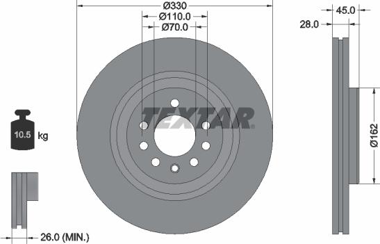 Textar 92315903 - Brake Disc onlydrive.pro