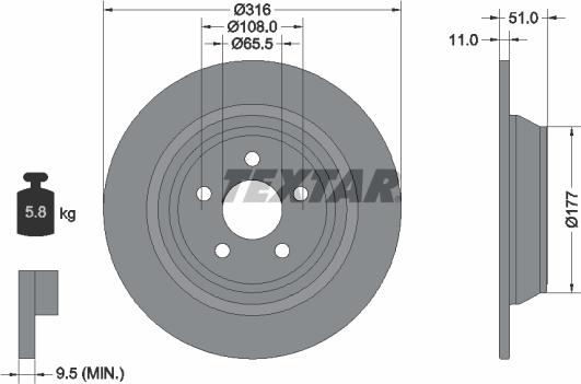 Textar 92291903 - Stabdžių diskas onlydrive.pro