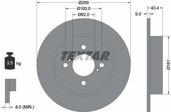 Textar 92242303 - Тормозной диск onlydrive.pro