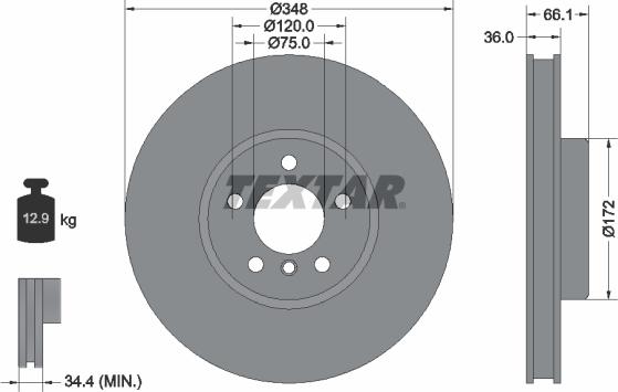 Textar 92253825 - Brake Disc onlydrive.pro