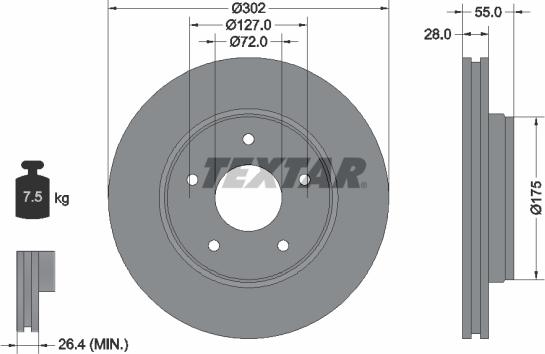 Textar 92253303 - Brake Disc onlydrive.pro