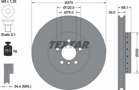 Textar 92266025 - Brake Disc onlydrive.pro