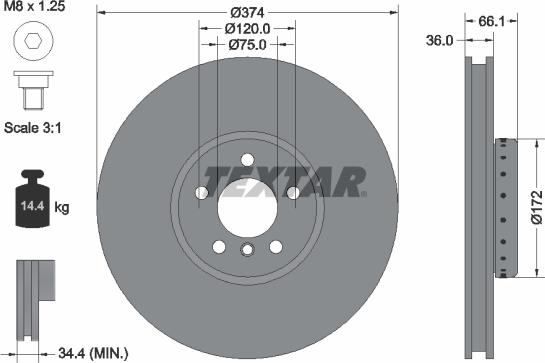 Textar 92266225 - Brake Disc onlydrive.pro