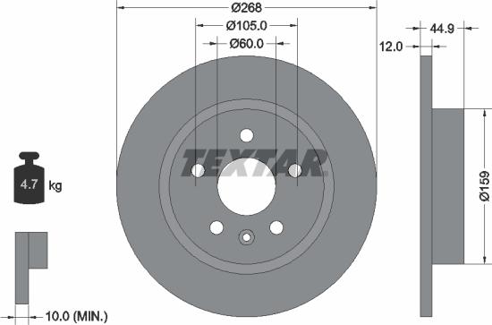 Textar 92205503 - Stabdžių diskas onlydrive.pro