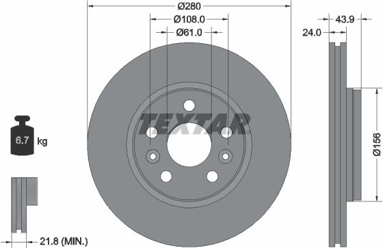 Textar 92202403 - Brake Disc onlydrive.pro