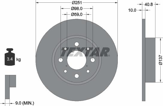 Textar 92202303 - Brake Disc onlydrive.pro