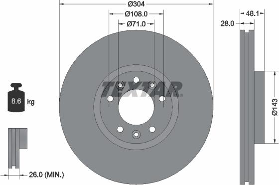 Textar 92232305 - Brake Disc onlydrive.pro