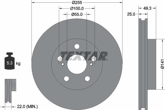 Textar 92225003 - Brake Disc onlydrive.pro