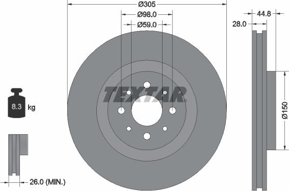 Textar 92228503 - Brake Disc onlydrive.pro