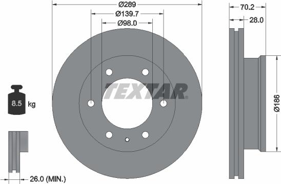 Textar 92223000 - Stabdžių diskas onlydrive.pro