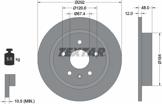 Textar 92222903 - Brake Disc onlydrive.pro