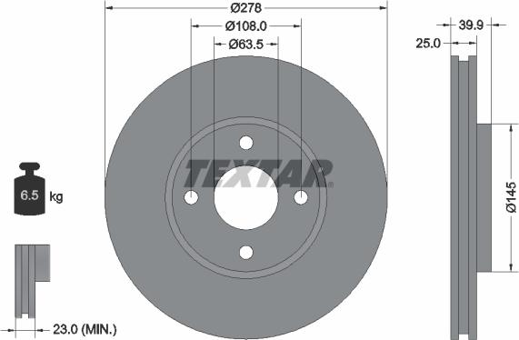 Textar 92279003 - Stabdžių diskas onlydrive.pro