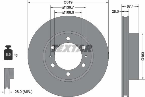 Textar 92274903 - Brake Disc onlydrive.pro