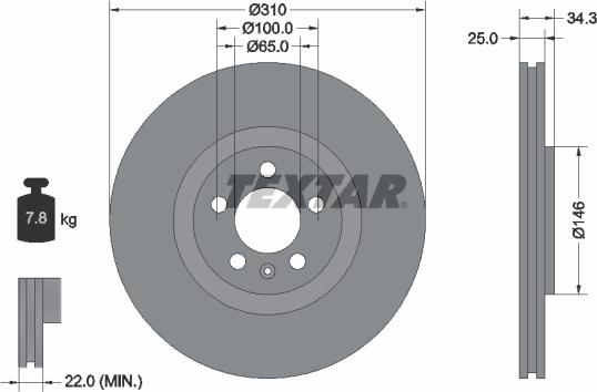 Textar 92275905 - Brake Disc onlydrive.pro