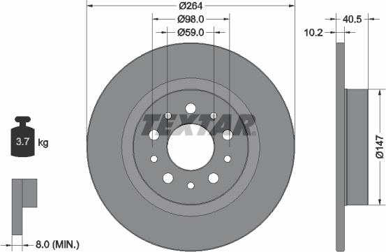 Textar 92271703 - Brake Disc onlydrive.pro