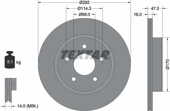 Textar 92278103 - Bremžu diski onlydrive.pro