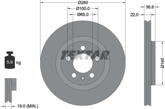 Textar 92082305 - Тормозной диск onlydrive.pro