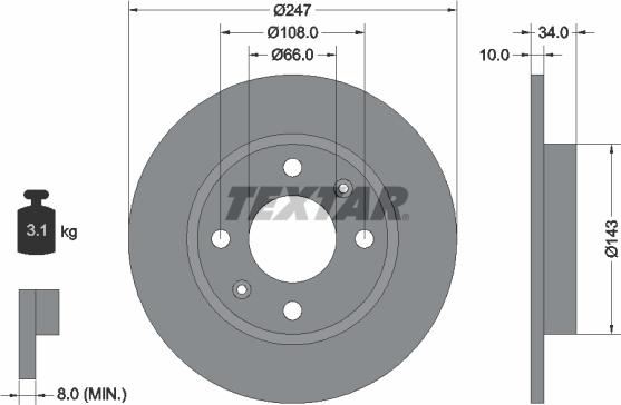 Textar 92029803 - Brake Disc onlydrive.pro