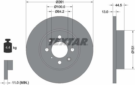 Textar 92090100 - Brake Disc onlydrive.pro