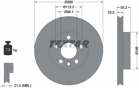 Textar 92074203 - Brake Disc onlydrive.pro