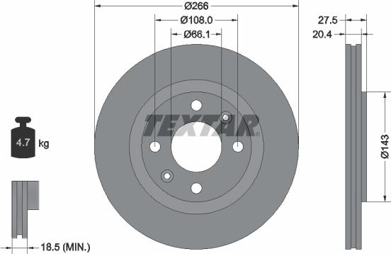 Textar 92048103 - Brake Disc onlydrive.pro