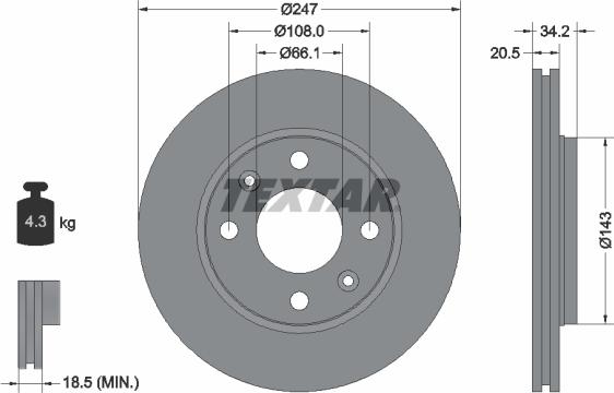 Textar 92043103 - Brake Disc onlydrive.pro