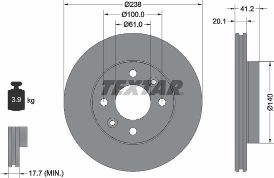 Textar 92036203 - Stabdžių diskas onlydrive.pro