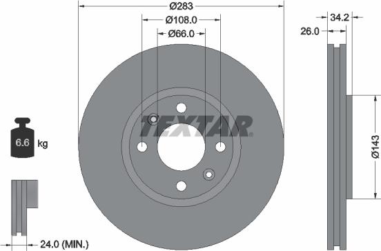 Textar 92111603 - Brake Disc onlydrive.pro