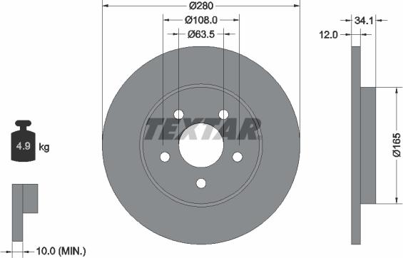 Textar 92109703 - Brake Disc onlydrive.pro