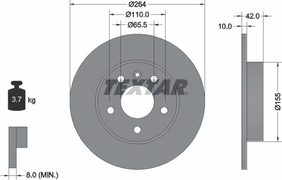 Textar 92092100 - Brake Disc onlydrive.pro