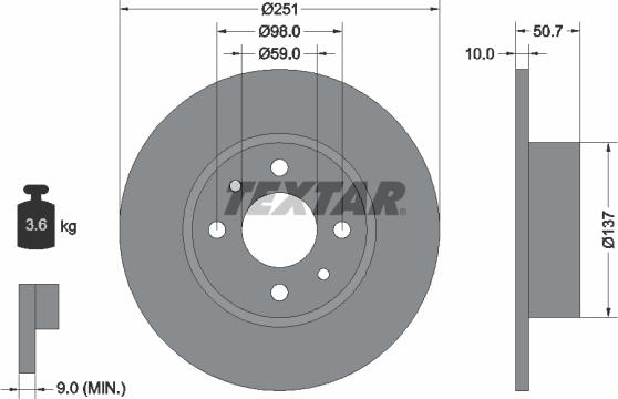 Textar 92034203 - Brake Disc onlydrive.pro